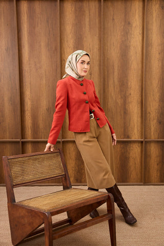 Twill İpek Eşarp Belt Print Açık Gri - Sura İpek Eşarp - | Silk Home