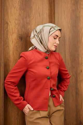 Twill İpek Eşarp Belt Print Açık Gri - Sura İpek Eşarp - | Silk Home