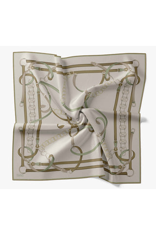 Twill İpek Eşarp Belt Print Açık Gri - Sura İpek Eşarp - | Silk Home