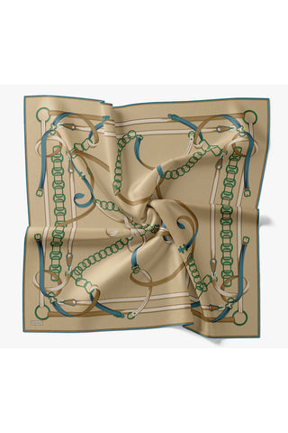 Twill İpek Eşarp Belt Print Bej - Sura İpek Eşarp - | Silk Home