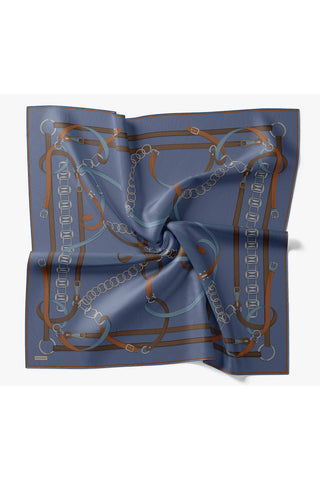 Twill İpek Eşarp Belt Print İndigo - Sura İpek Eşarp - | Silk Home