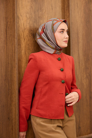 Twill İpek Eşarp Belt Print Koyu Gri - Sura İpek Eşarp - | Silk Home