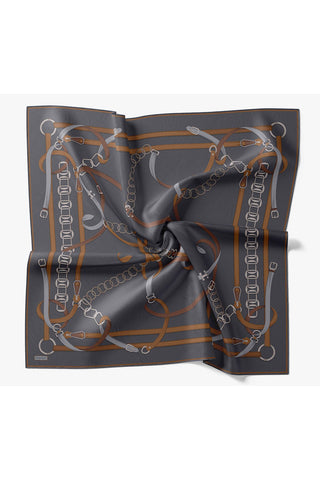 Twill İpek Eşarp Belt Print Koyu Lacivert - Sura İpek Eşarp - | Silk Home