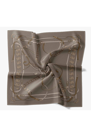 Twill İpek Eşarp Belt Print Koyu Vizon - Sura İpek Eşarp - | Silk Home