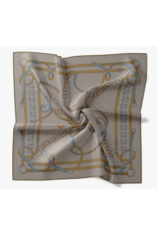 Twill İpek Eşarp Belt Print Vizon - Sura İpek Eşarp - | Silk Home