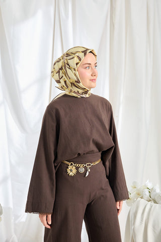 Twill İpek Eşarp Bloom Açık Sarı