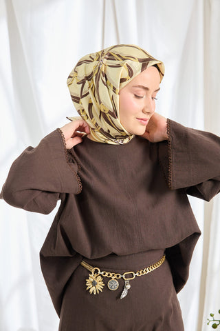 Twill İpek Eşarp Bloom Açık Sarı