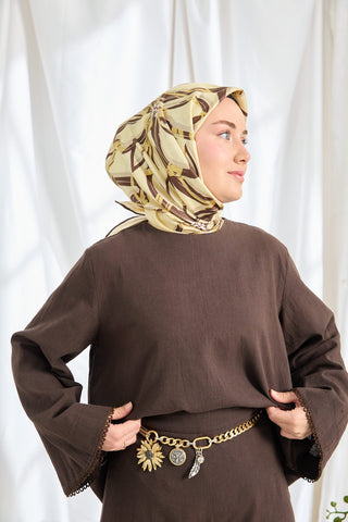 Twill İpek Eşarp Bloom Açık Sarı