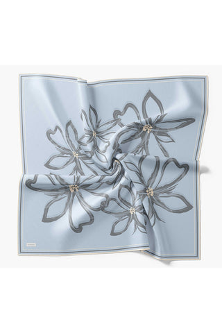 Twill Silk Scarf Bloom Baby Blue