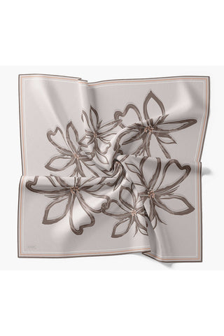 Twill İpek Eşarp Bloom Koyu Gri
