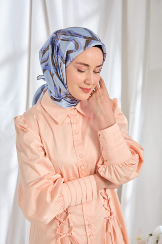 Twill Silk Scarf Bloom Lilac Blue