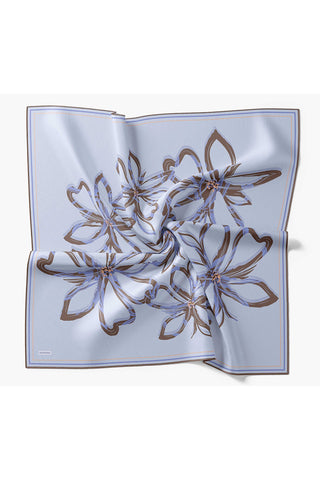 Twill Silk Scarf Bloom Lilac Blue
