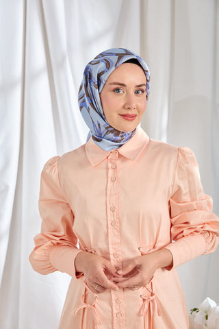 Twill Silk Scarf Bloom Lilac Blue
