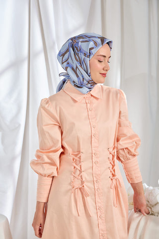 Twill Silk Scarf Bloom Lilac Blue