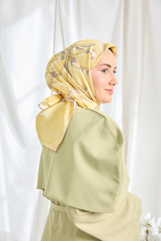 Twill İpek Eşarp Bloom Sarı