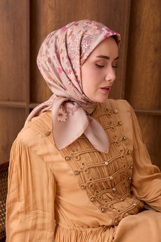 Twill İpek Eşarp Botanical Taş - Twill İpek Eşarp - | Silk Home