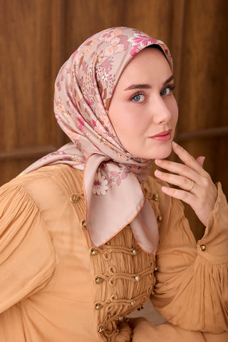 Twill İpek Eşarp Botanical Taş - Twill İpek Eşarp - | Silk Home