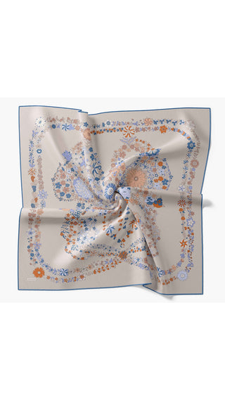 Twill İpek Eşarp Botanical Vizon - Twill İpek Eşarp - | Silk Home