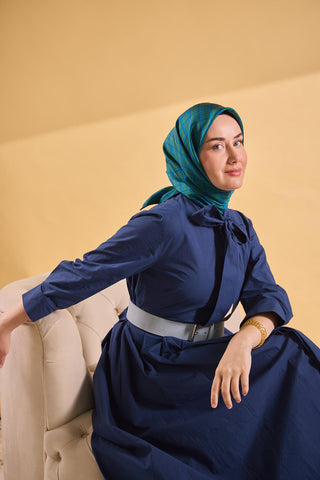 Twill İpek Eşarp Ekose Yeşil