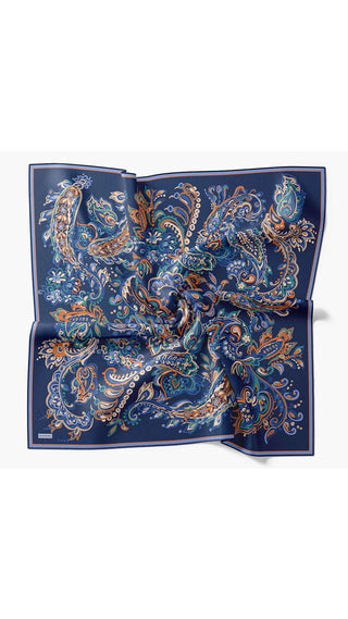 Twill İpek Eşarp Ethnic Paisley Gece Mavisi - Twill İpek Eşarp - | Silk Home