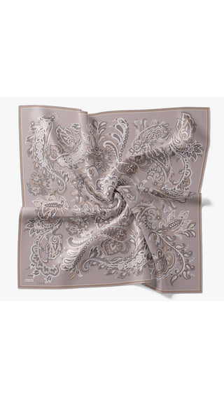 Twill İpek Eşarp Ethnic Paisley Gri - Twill İpek Eşarp - | Silk Home