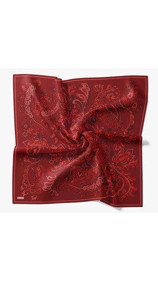 Twill İpek Eşarp Ethnic Paisley Koyu Kırmızı - Twill İpek Eşarp - | Silk Home
