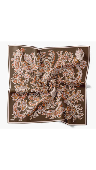 Twill İpek Eşarp Ethnic Paisley Koyu Yeşil - Twill İpek Eşarp - | Silk Home