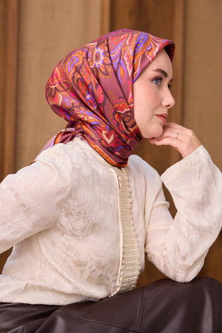 Twill İpek Eşarp Ethnic Paisley Şarabi - Twill İpek Eşarp - | Silk Home