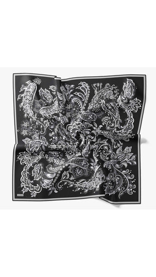 Twill İpek Eşarp Ethnic Paisley Siyah - Twill İpek Eşarp - | Silk Home