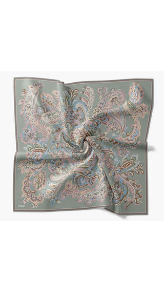 Twill İpek Eşarp Ethnic Paisley Su Yeşili - Twill İpek Eşarp - | Silk Home