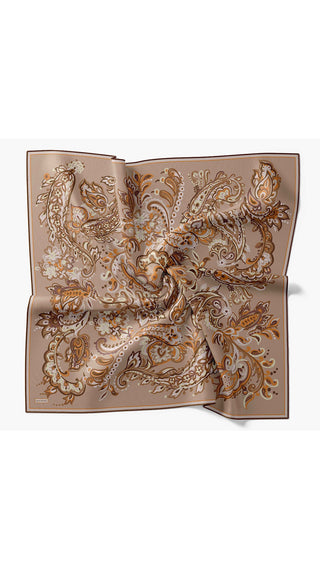 Twill İpek Eşarp Ethnic Paisley Sütlü Kahve - Twill İpek Eşarp - | Silk Home