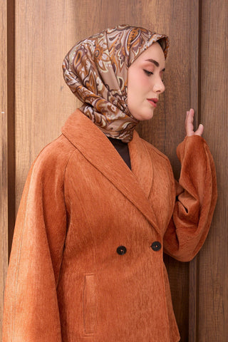 Twill İpek Eşarp Ethnic Paisley Sütlü Kahve - Twill İpek Eşarp - | Silk Home