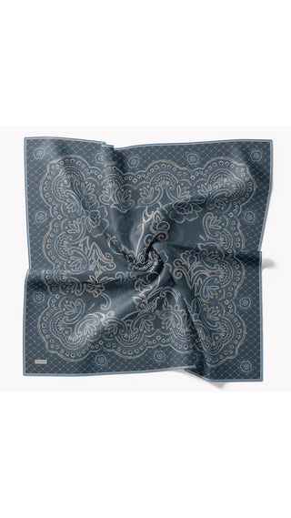 Twill İpek Eşarp Floral Paisley Gece Mavisi - Twill İpek Eşarp - | Silk Home