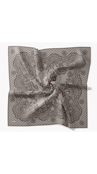 Twill İpek Eşarp Floral Paisley Gri - Twill İpek Eşarp - | Silk Home