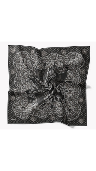 Twill İpek Eşarp Floral Paisley Koyu Lacivert - Twill İpek Eşarp - | Silk Home
