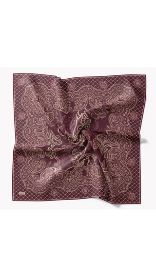 Twill İpek Eşarp Floral Paisley Mürdüm - Twill İpek Eşarp - | Silk Home