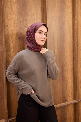 Twill İpek Eşarp Fluid Lines Bordo - Twill İpek Eşarp - | Silk Home