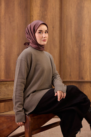Twill İpek Eşarp Fluid Lines Şarabi - Twill İpek Eşarp - | Silk Home