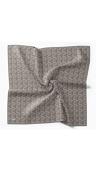Twill İpek Eşarp Geometric Pattern Gri - Twill İpek Eşarp - | Silk Home