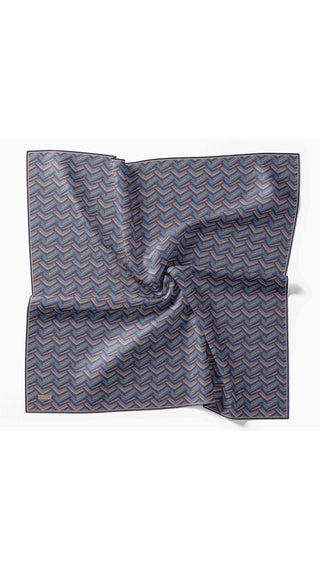 Twill İpek Eşarp Geometric Pattern Mavi - Twill İpek Eşarp - | Silk Home