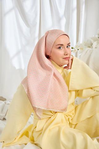 Twill İpek Eşarp Geometric Pattern Pembe - Twill İpek Eşarp - | Silk Home