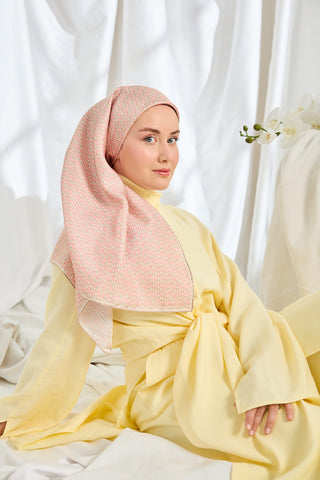 Twill İpek Eşarp Geometric Pattern Pembe - Twill İpek Eşarp - | Silk Home