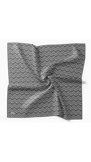 Twill İpek Eşarp Geometric Pattern Siyah - Twill İpek Eşarp - | Silk Home