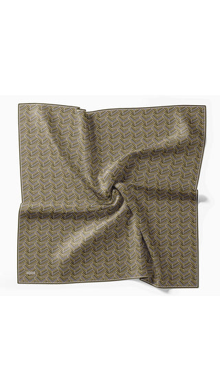 Twill İpek Eşarp Geometric Pattern Yeşil - Twill İpek Eşarp - | Silk Home