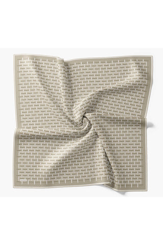 Twill İpek Eşarp Geometrik Küf Yeşili