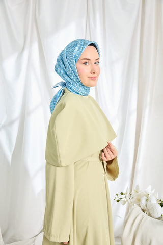 Twill İpek Eşarp Geometrik Mavi