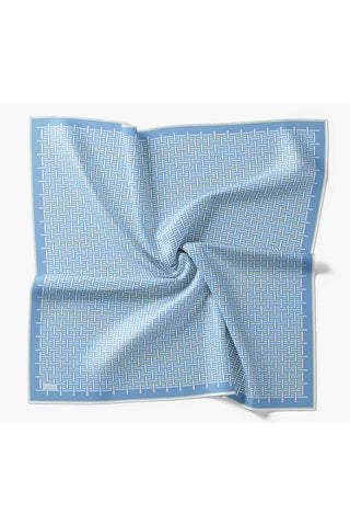 Twill İpek Eşarp Geometrik Mavi