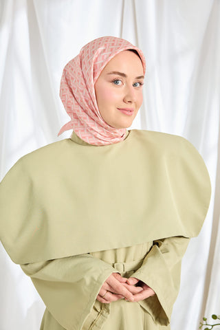 Twill İpek Eşarp Geometrik Pembe