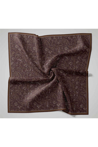 Twill İpek Eşarp Koyu Mor Çiçek Desenli Tok Duruşlu 90X90