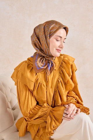 Twill İpek Eşarp Line Taba